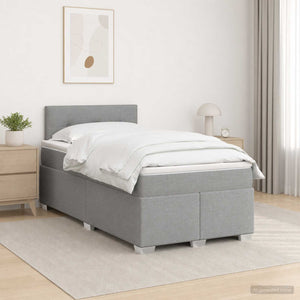 Κρεβάτι Box Spring με Στρώμα και LED Ανοιχτό γκρι 120 x 200 cm