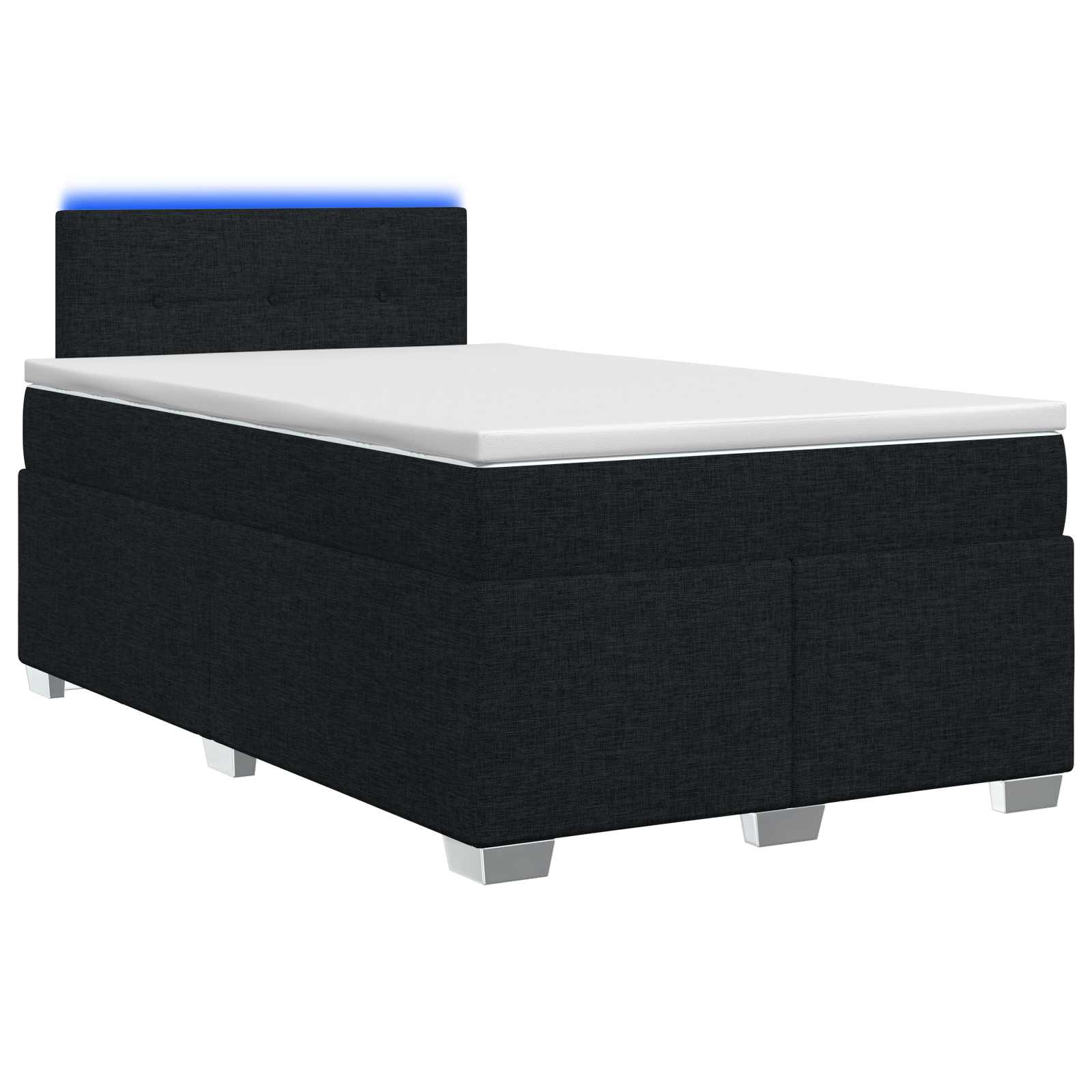 Κρεβάτι Box Spring με Στρώμα και LED Μαύρο 120 x 190 cm Ύφασμα
