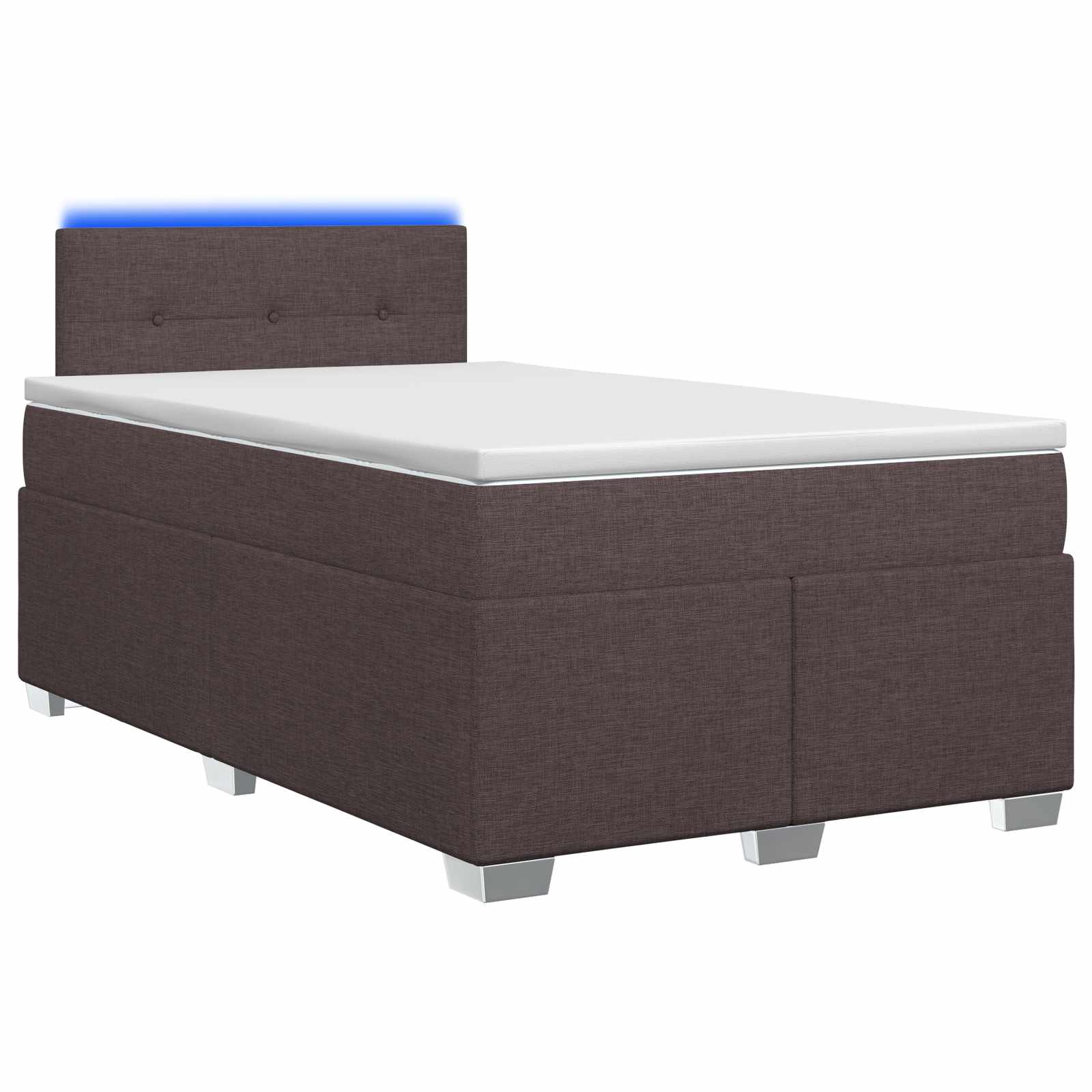 Κρεβάτι Box Spring με Στρώμα και LED Σκούρο Καφέ 120 x 190 cm