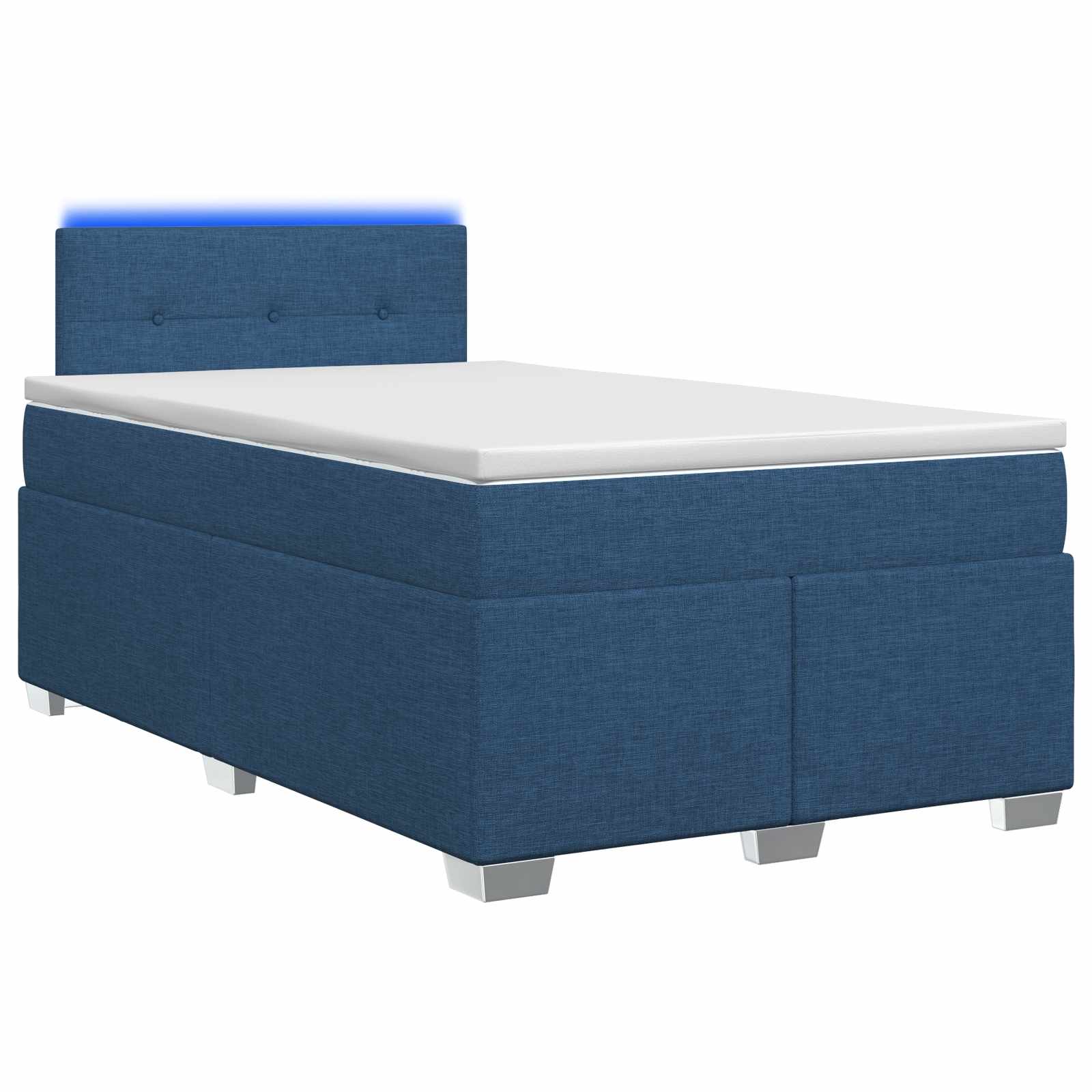 Κρεβάτι Box Spring με Στρώμα και LED Μπλε 120 x 190 cm Ύφασμα - Pakobazaar