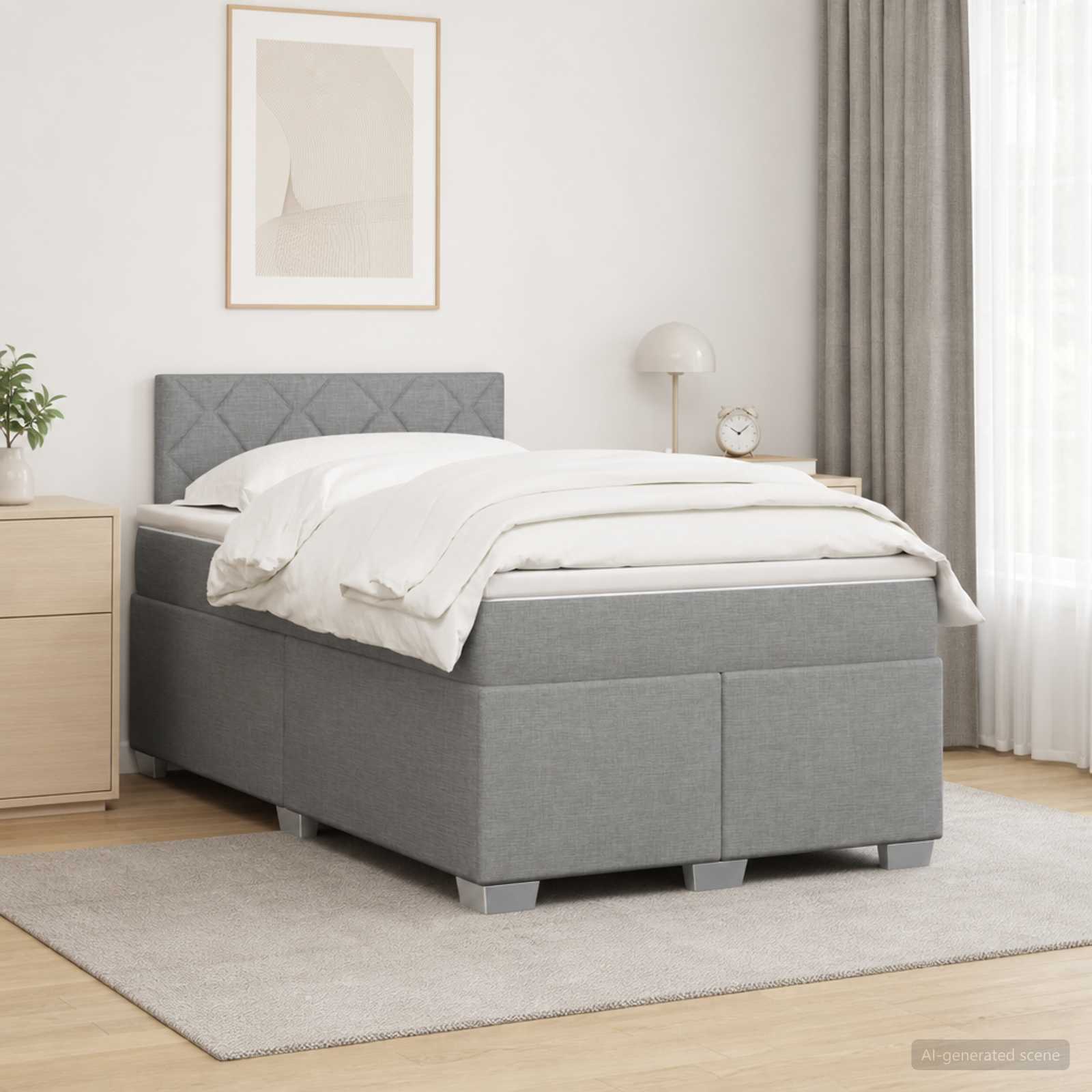 Κρεβάτι Box Spring με Στρώμα και LED Ανοιχτό γκρι 120 x 190 cm - Pakobazaar