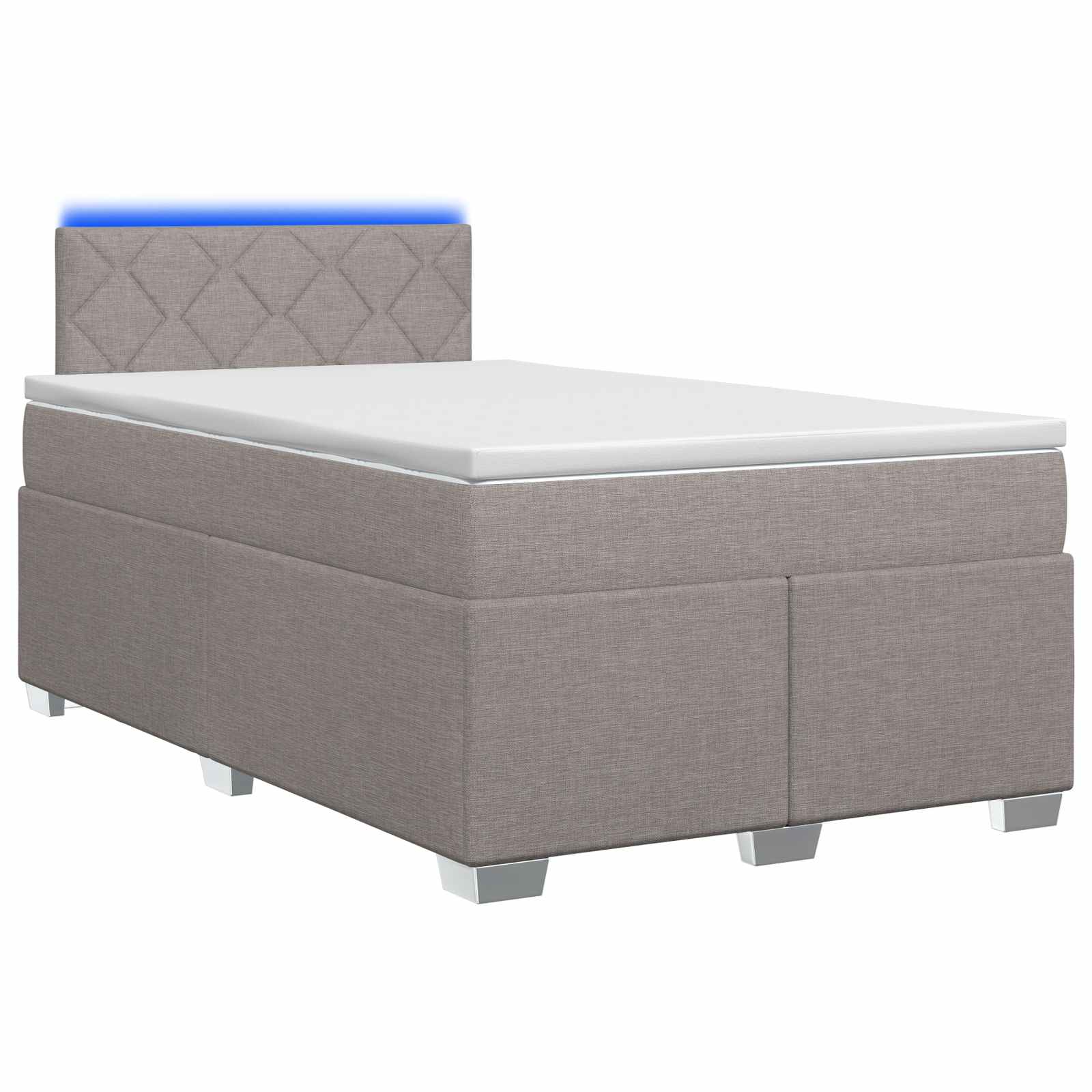 Κρεβάτι Box Spring με Στρώμα και LED Taupe 120 x 190 cm Ύφασμα