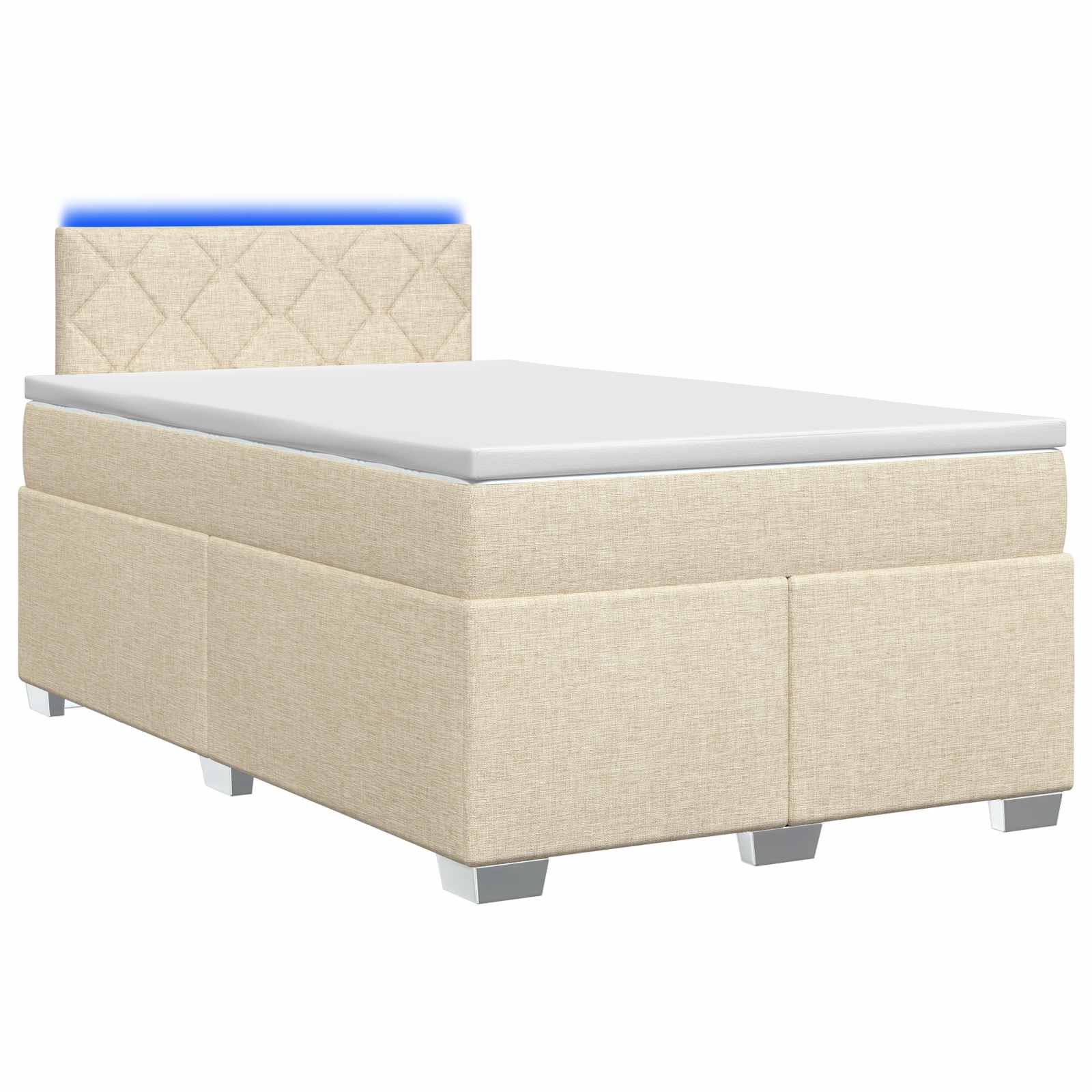 Κρεβάτι Box Spring με Στρώμα και LED Κρεμ 120 x 190 cm Ύφασμα - Pakobazaar