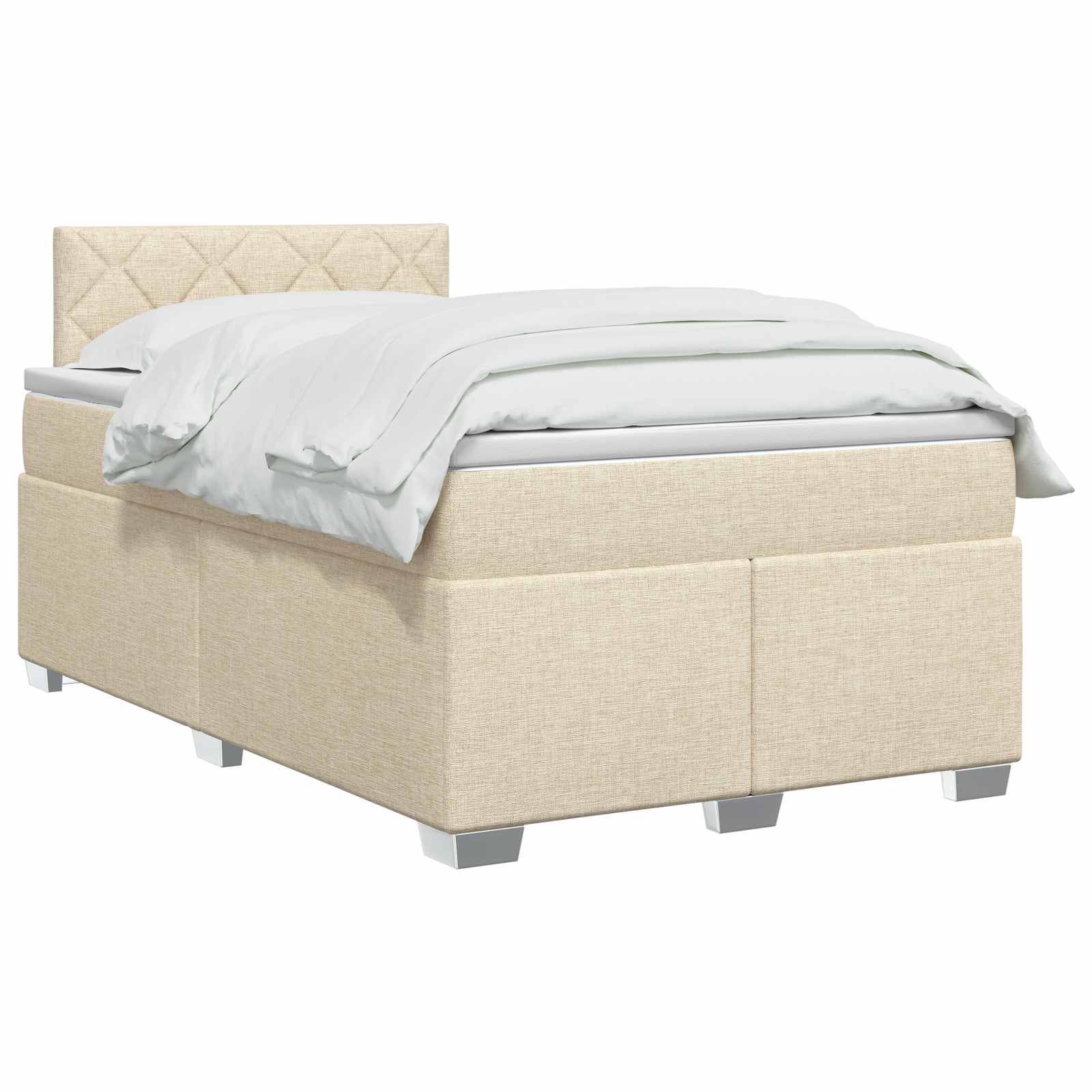 Κρεβάτι Box Spring με Στρώμα και LED Κρεμ 120 x 190 cm Ύφασμα - Pakobazaar