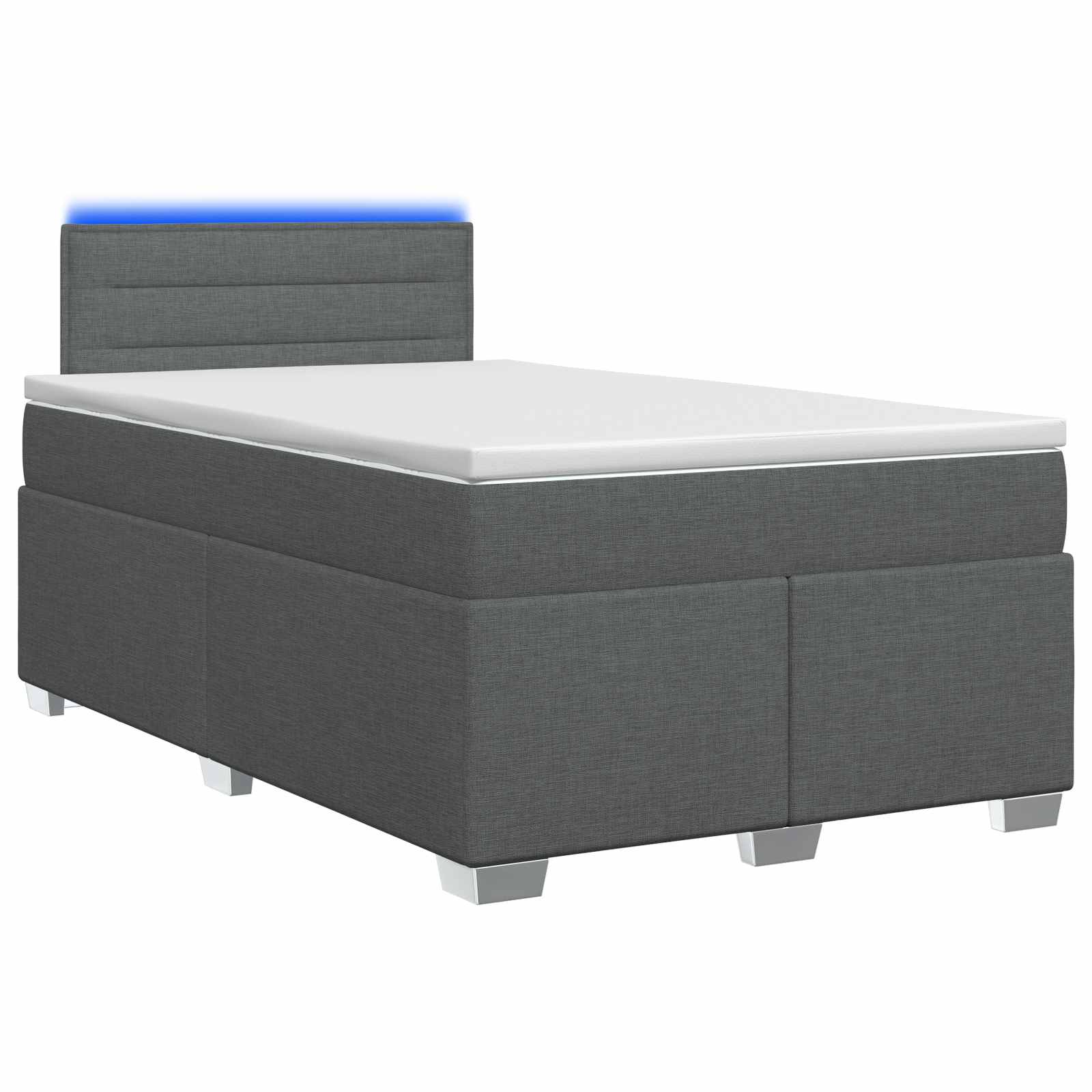 Κρεβάτι Box Spring με Στρώμα και LED Σκούρο Γκρι 120 x 200 cm - Pakobazaar