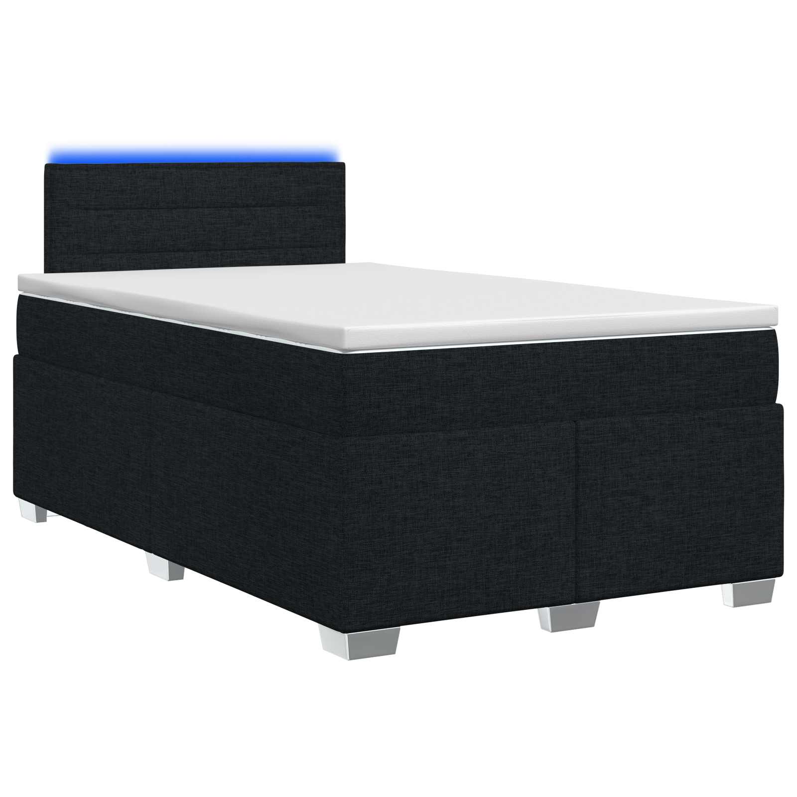 Κρεβάτι Box Spring με Στρώμα και LED Μαύρο 120 x 200 cm Ύφασμα - Pakobazaar