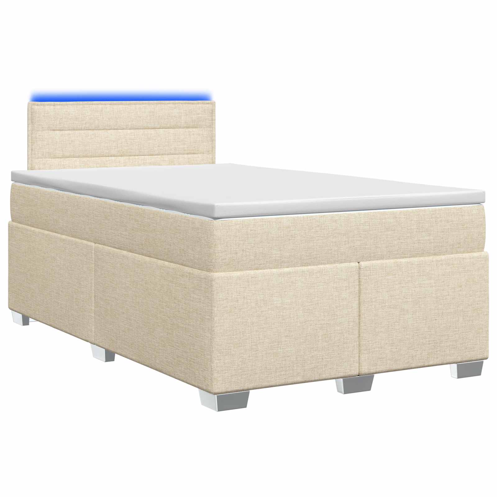 Κρεβάτι Box Spring με Στρώμα και LED Κρεμ 120 x 200 cm Ύφασμα - Pakobazaar
