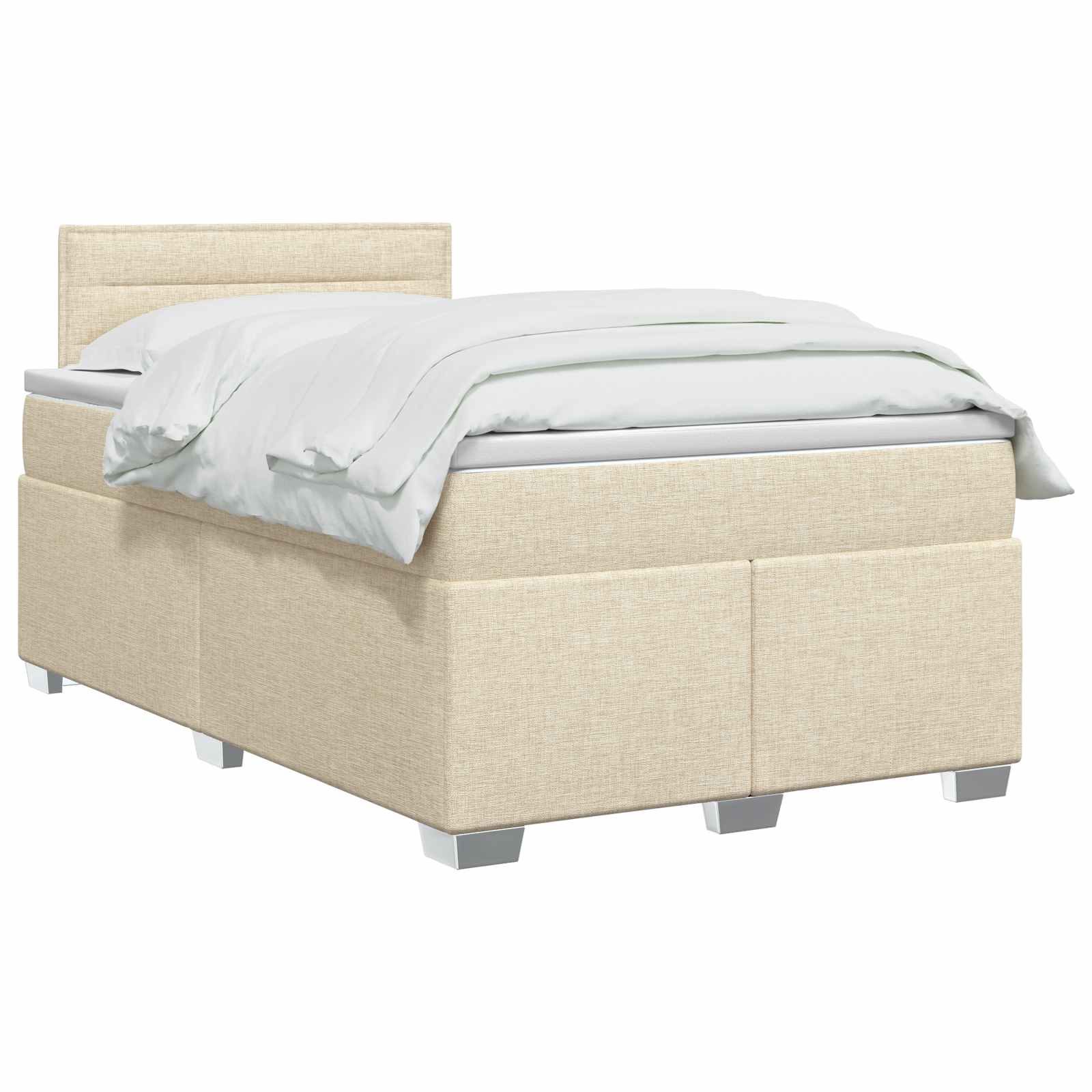Κρεβάτι Box Spring με Στρώμα και LED Κρεμ 120 x 200 cm Ύφασμα - Pakobazaar