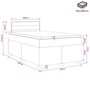 Κρεβάτι Box Spring με Στρώμα και LED Μπλε 120 x 200 cm Ύφασμα