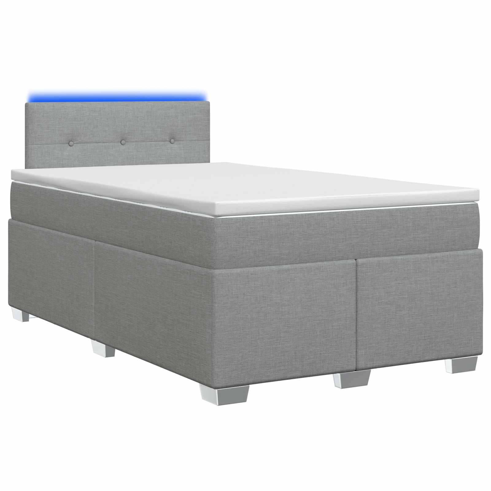 Κρεβάτι Box Spring με Στρώμα και LED Ανοιχτό γκρι 120 x 200 cm
