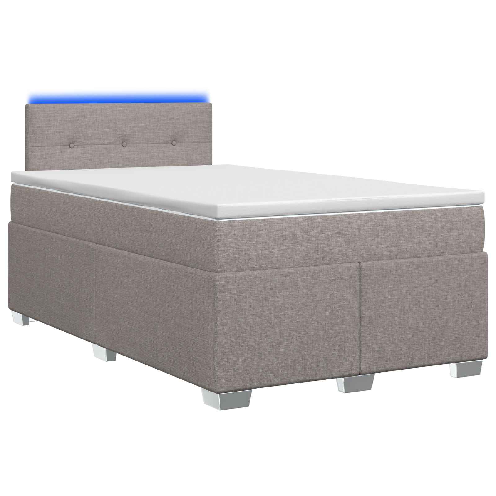 Κρεβάτι Box Spring με Στρώμα και LED Taupe 120 x 200 cm Ύφασμα