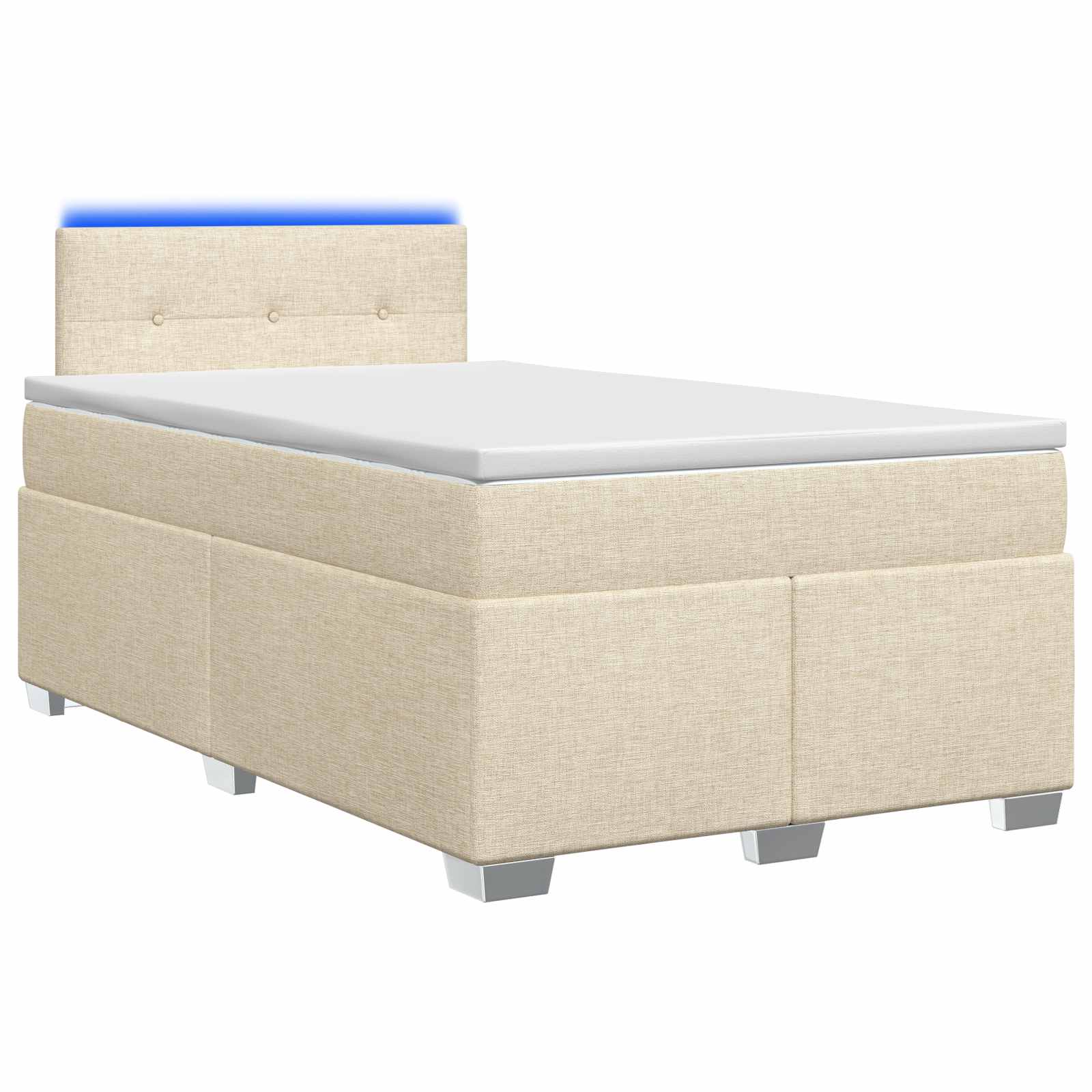 Κρεβάτι Box Spring με Στρώμα και LED Κρεμ 120 x 200 cm Ύφασμα - Pakobazaar