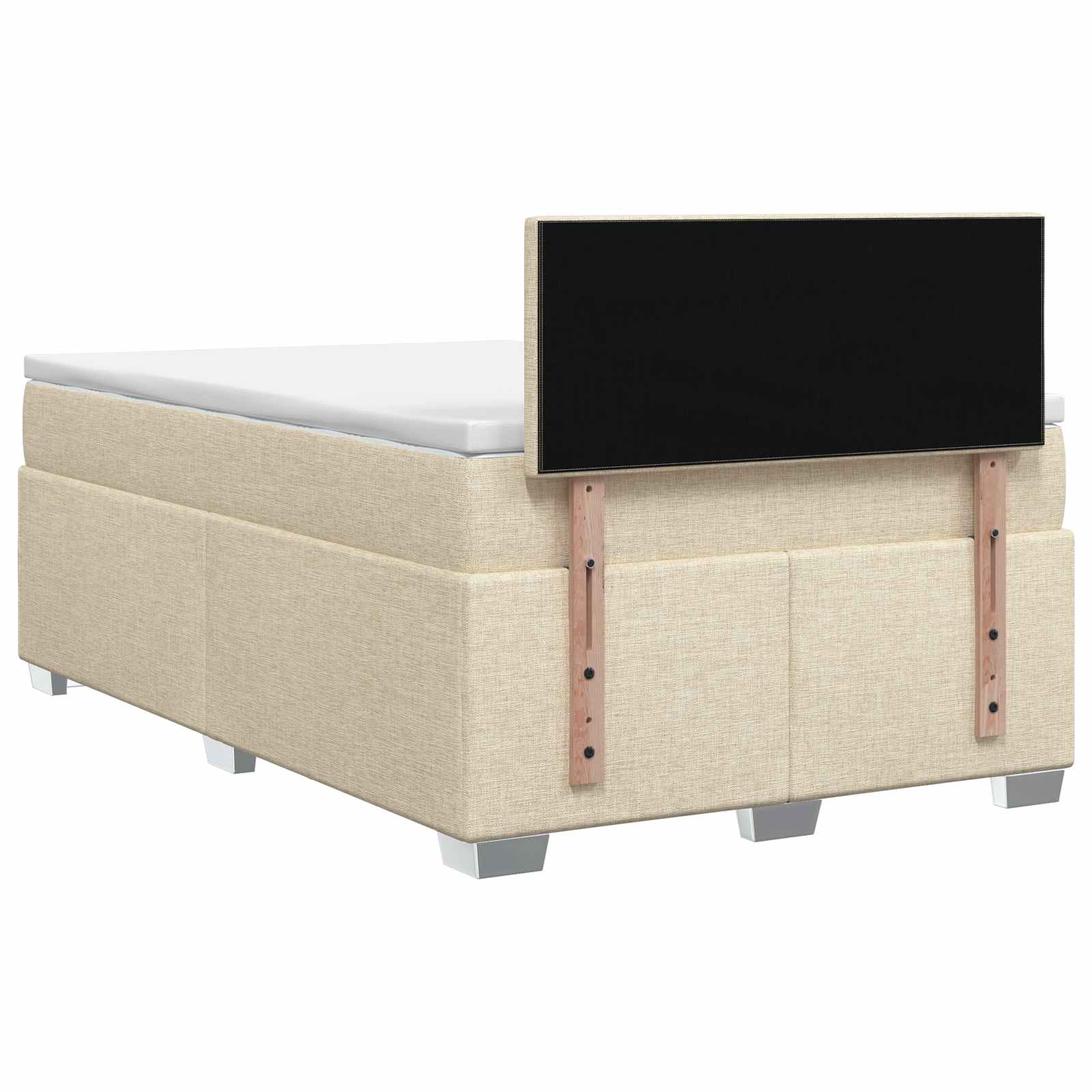 Κρεβάτι Box Spring με Στρώμα και LED Κρεμ 120 x 200 cm Ύφασμα - Pakobazaar