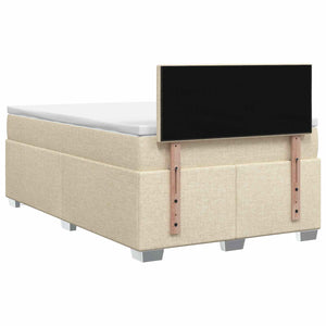 Κρεβάτι Box Spring με Στρώμα και LED Κρεμ 120 x 200 cm Ύφασμα - Pakobazaar