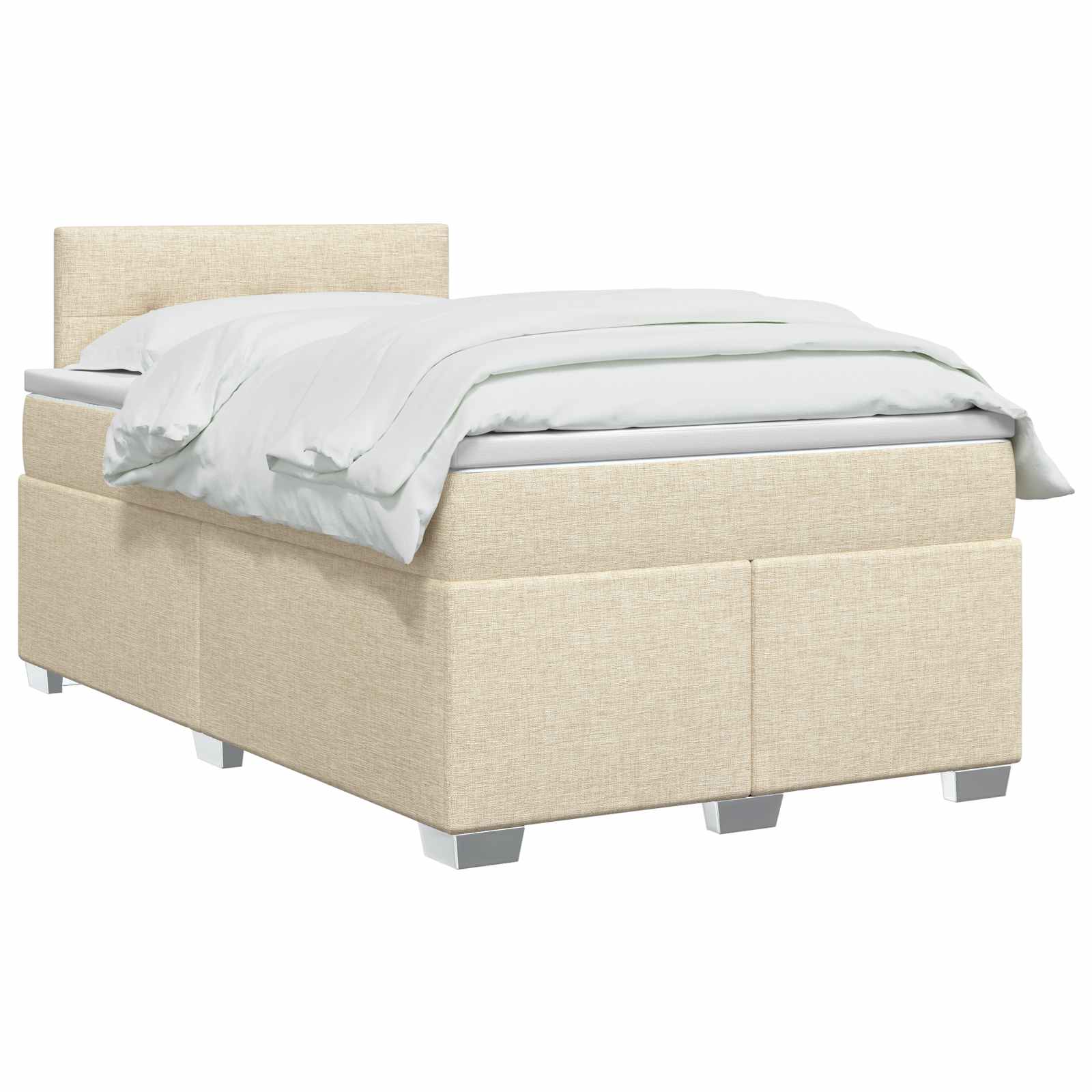 Κρεβάτι Box Spring με Στρώμα και LED Κρεμ 120 x 200 cm Ύφασμα - Pakobazaar