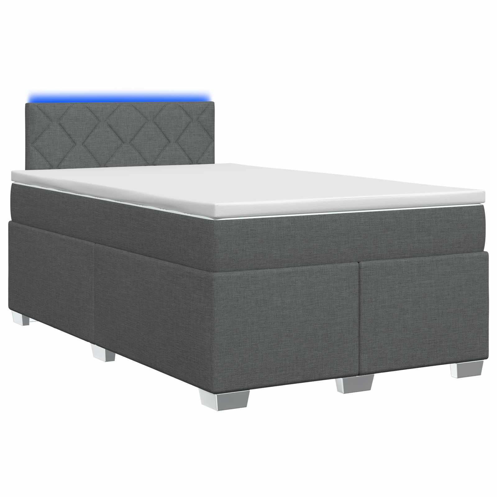 Κρεβάτι Box Spring με Στρώμα και LED Σκούρο Γκρι 120 x 200 cm - Pakobazaar