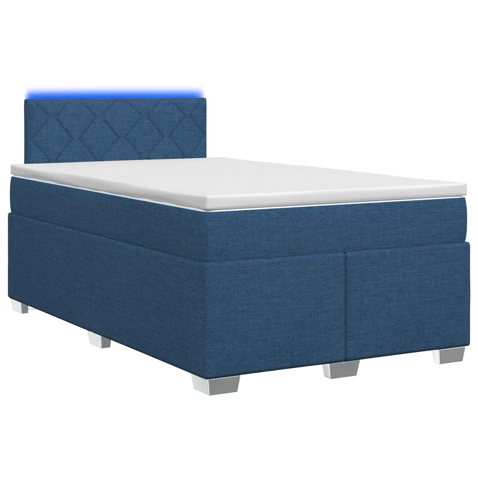 Κρεβάτι Box Spring με Στρώμα και LED Μπλε 120 x 200 cm Ύφασμα - Pakobazaar