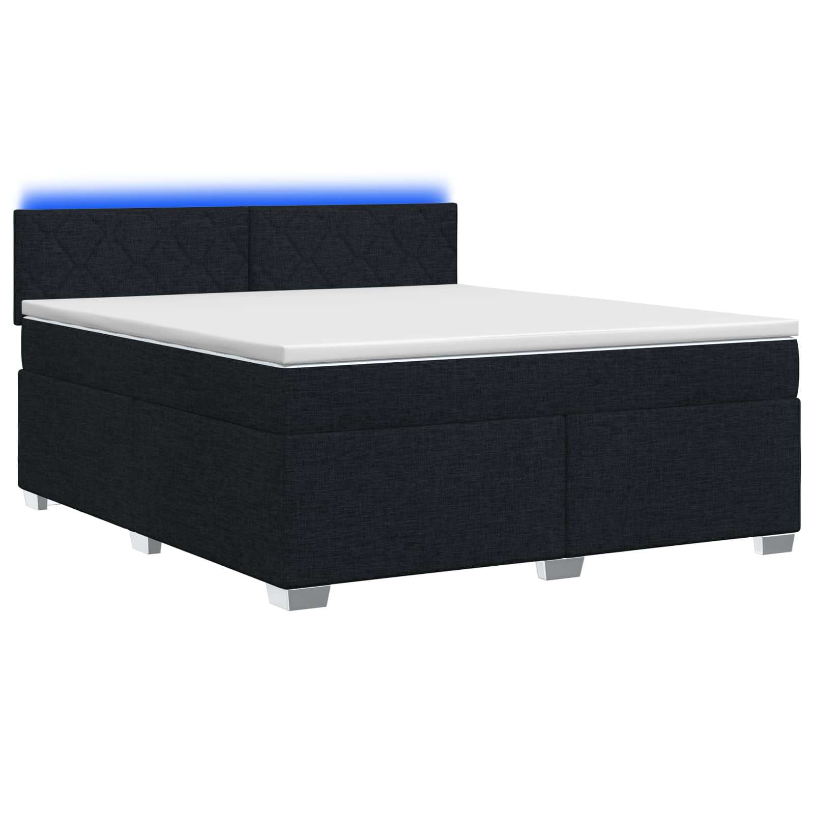 Κρεβάτι Box Spring με Στρώμα και LED Μαύρο 140 x 190 cm Ύφασμα