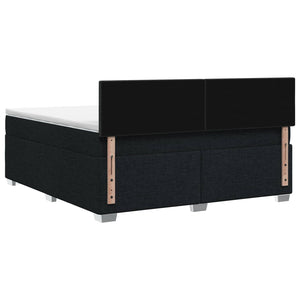 Κρεβάτι Box Spring με Στρώμα και LED Μαύρο 140 x 190 cm Ύφασμα