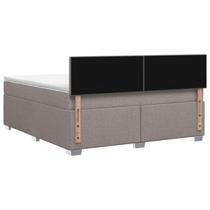 Κρεβάτι Box Spring με Στρώμα και LED Taupe 140 x 190 cm Ύφασμα