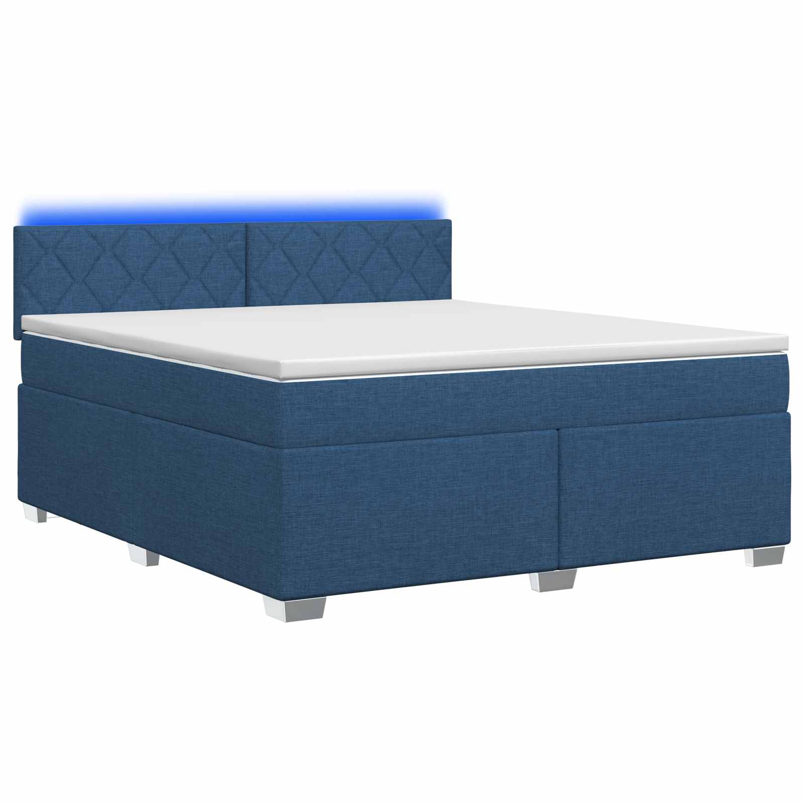 Κρεβάτι Box Spring με Στρώμα και LED Μπλε 140 x 190 cm Ύφασμα - Pakobazaar