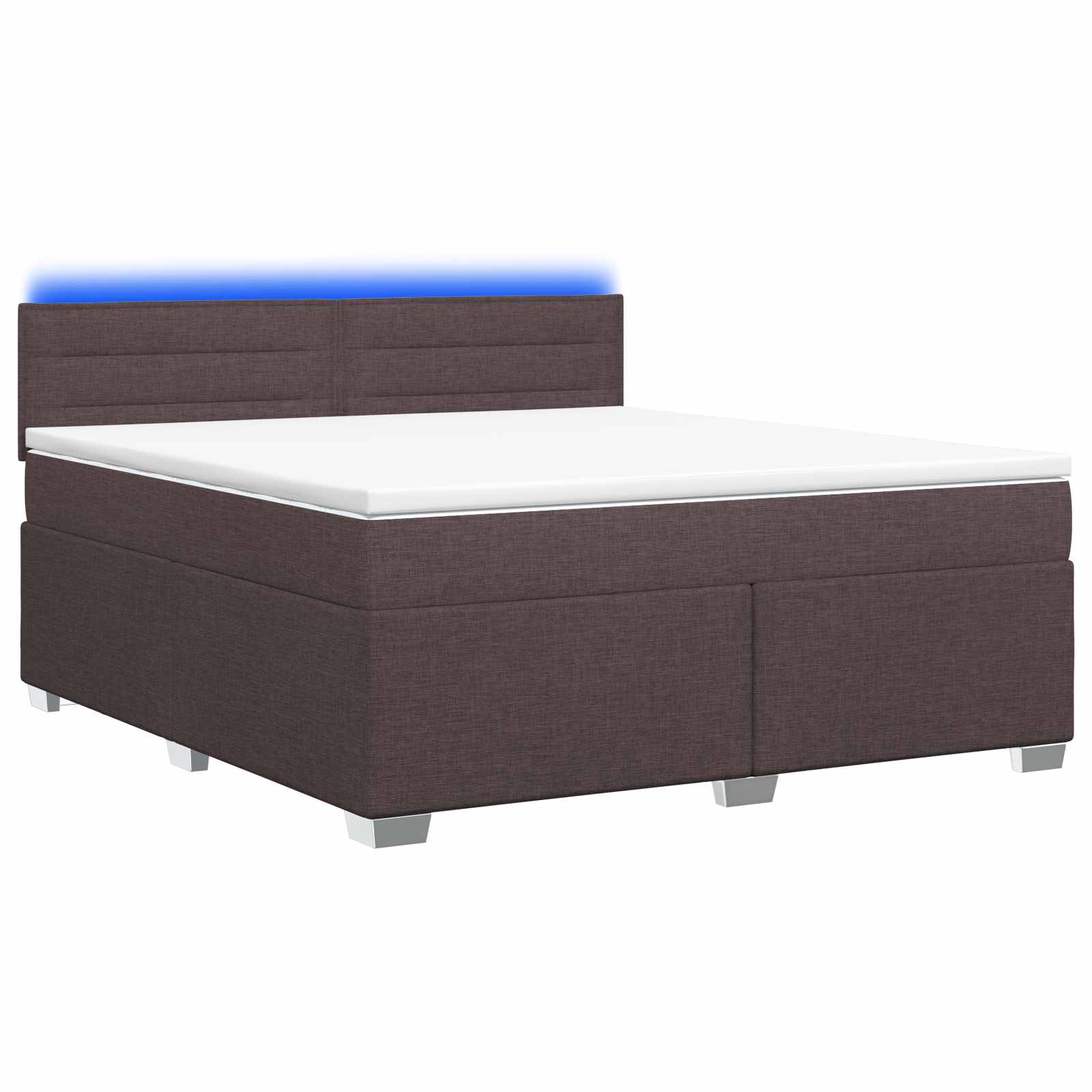 Κρεβάτι Box Spring με Στρώμα και LED Σκούρο Καφέ 140 x 200 cm