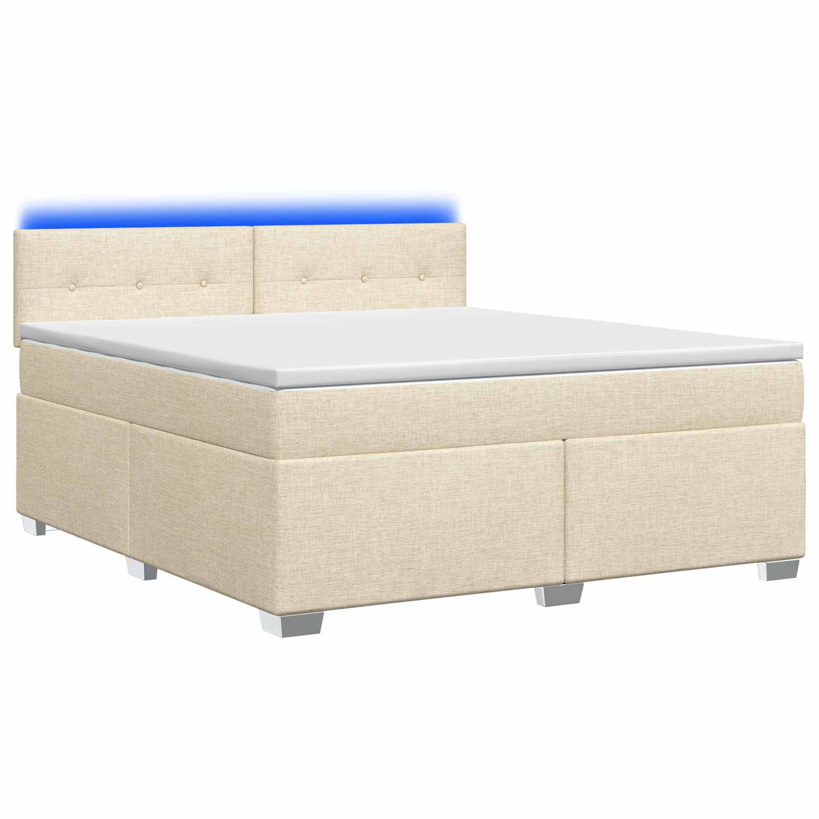 Κρεβάτι Box Spring με Στρώμα και LED Κρεμ 140 x 200 cm Ύφασμα - Pakobazaar