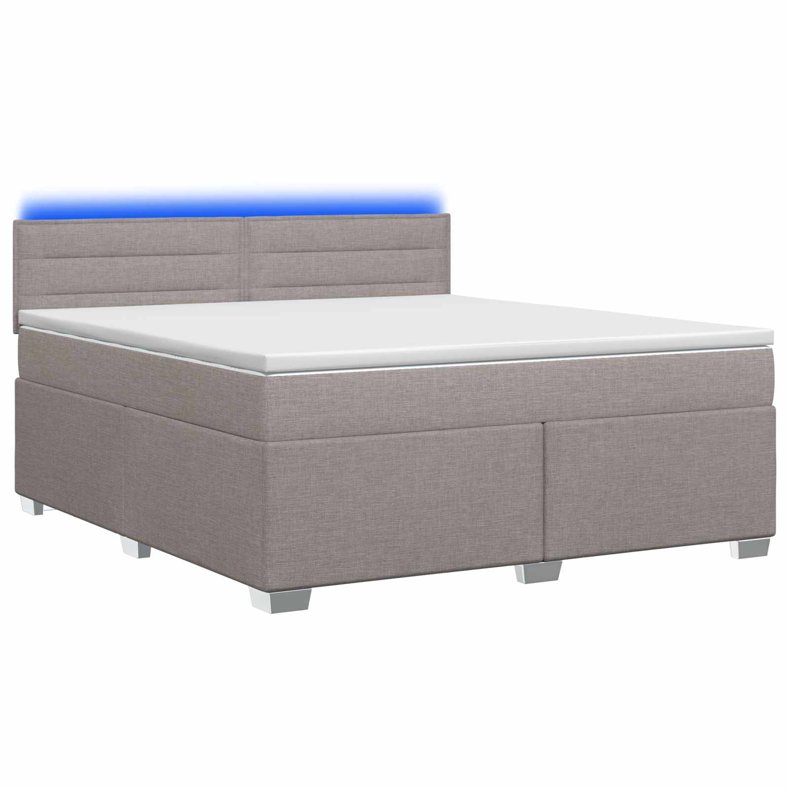 Κρεβάτι Box Spring με Στρώμα και LED Taupe 160 x 200 cm Ύφασμα - Pakobazaar