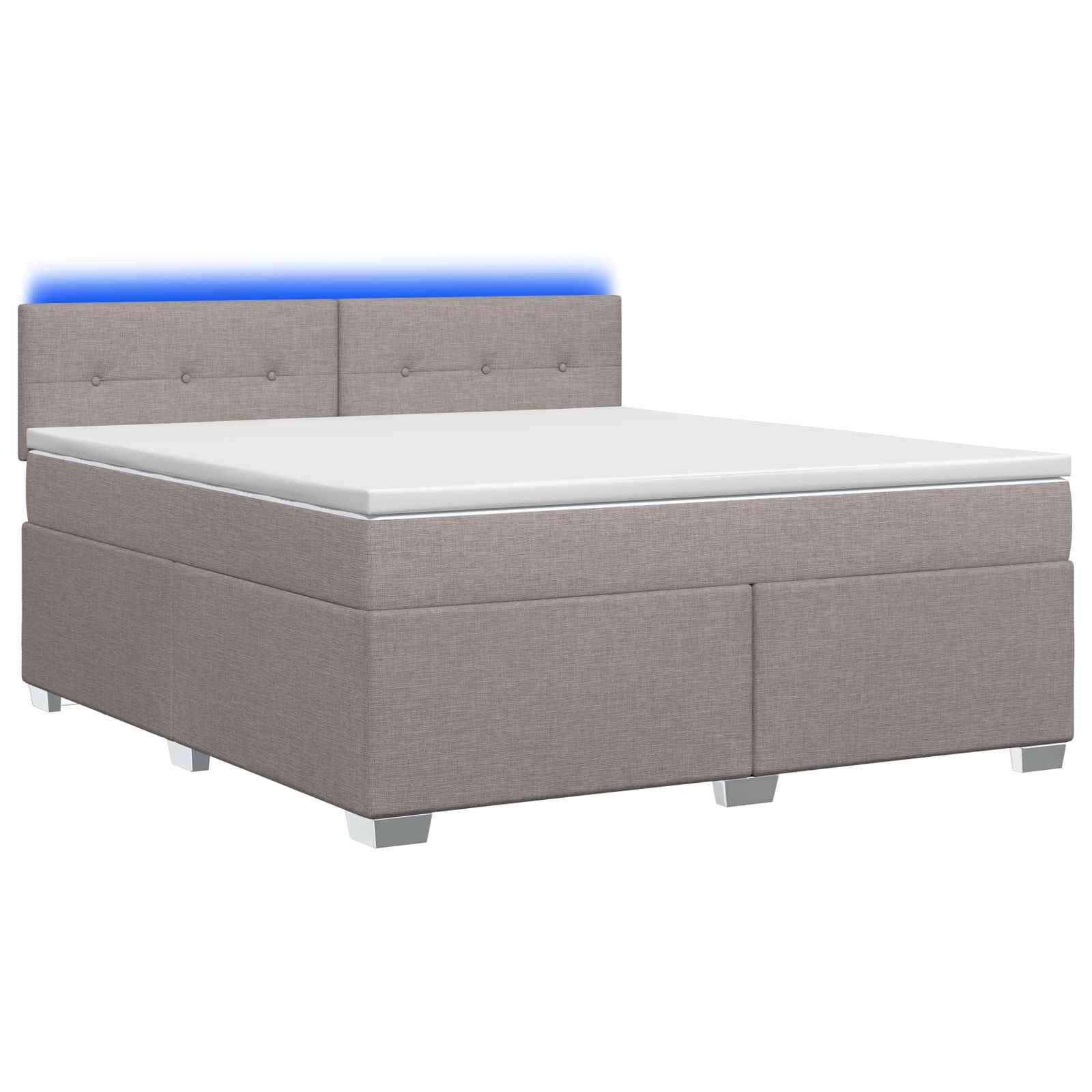 Κρεβάτι Box Spring με Στρώμα και LED Taupe 160 x 200 cm Ύφασμα - Pakobazaar