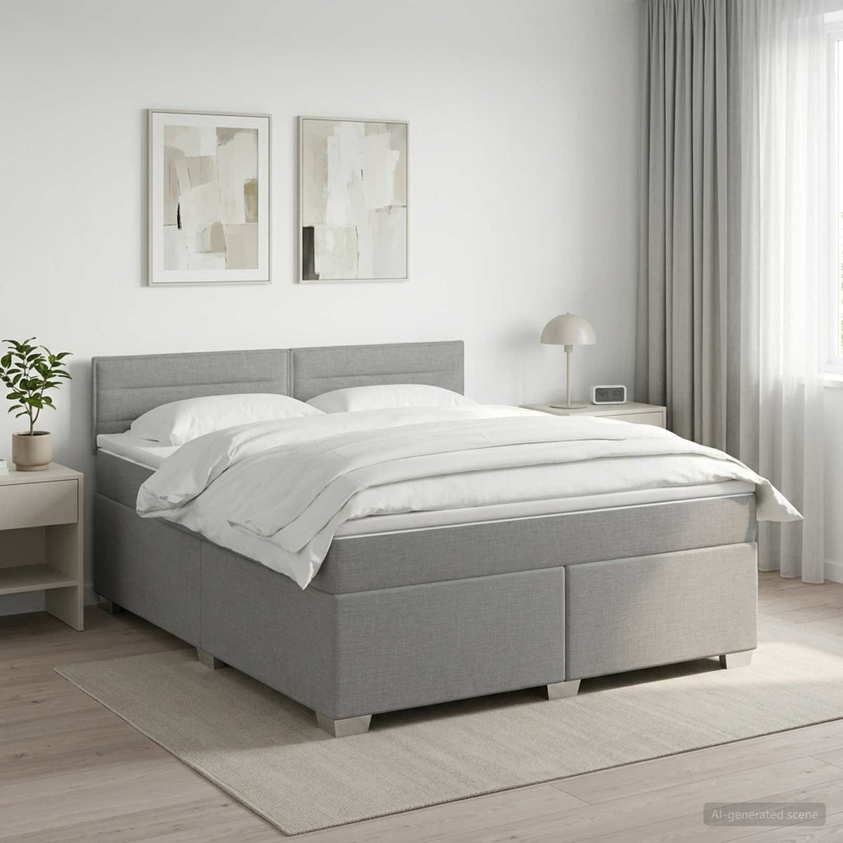 Κρεβάτι Box Spring με Στρώμα και LED Ανοιχτό γκρι 180 x 200 cm - Pakobazaar