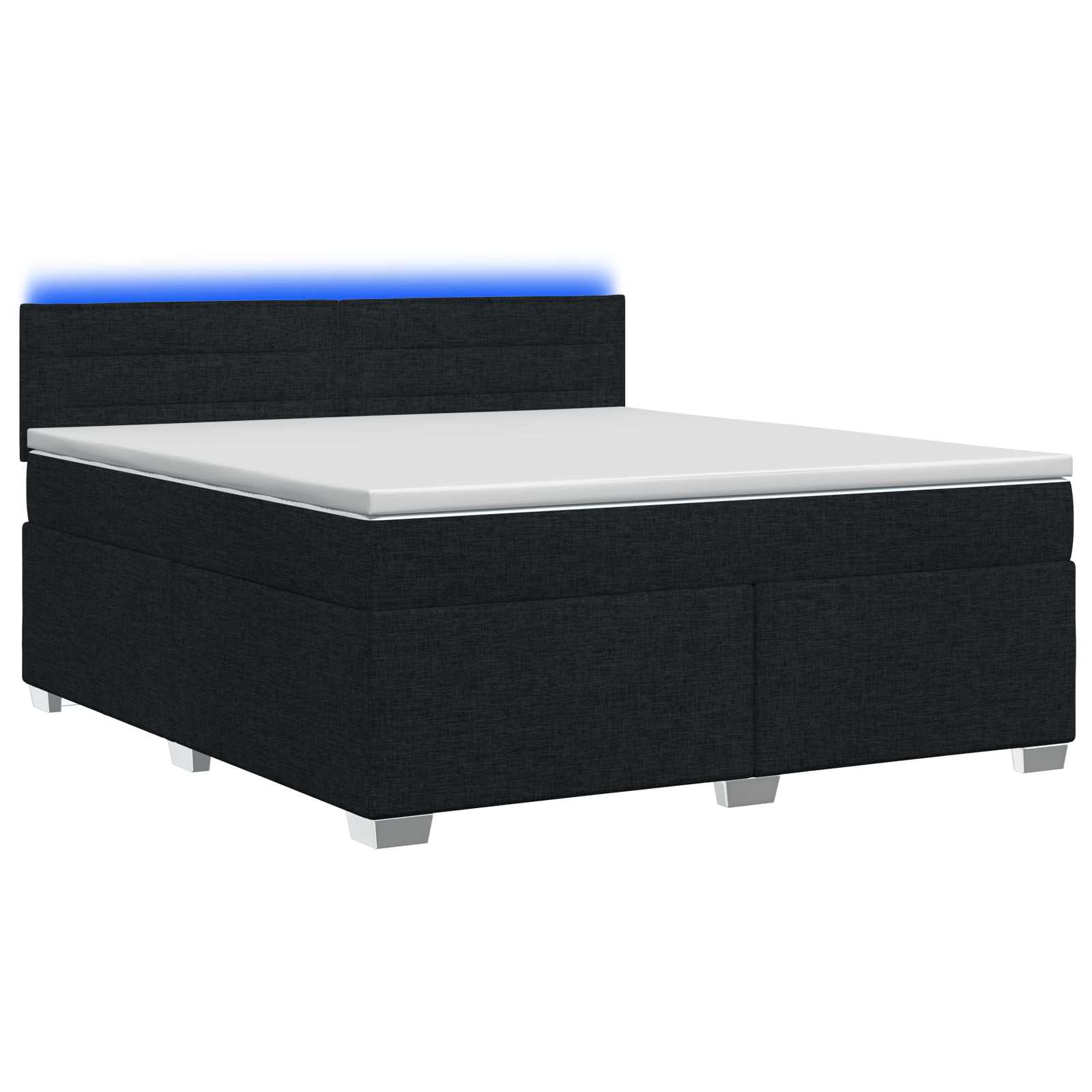 Κρεβάτι Box Spring με Στρώμα και LED Μαύρο 180 x 200 cm Ύφασμα - Pakobazaar