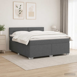 Κρεβάτι Box Spring με Στρώμα και LED Σκούρο Γκρι 180 x 200 cm