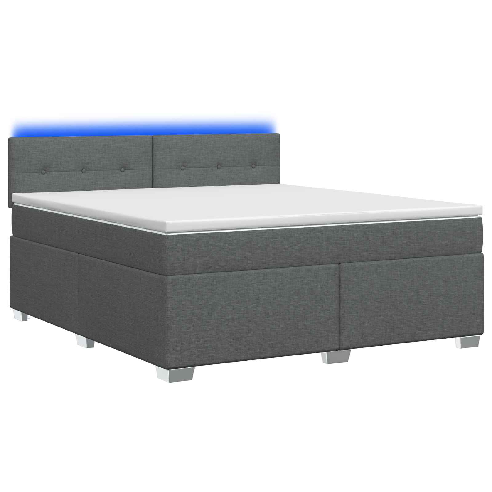 Κρεβάτι Box Spring με Στρώμα και LED Σκούρο Γκρι 180 x 200 cm