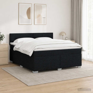 Κρεβάτι Box Spring με Στρώμα και LED Μαύρο 140 x 190 cm Ύφασμα - Pakobazaar