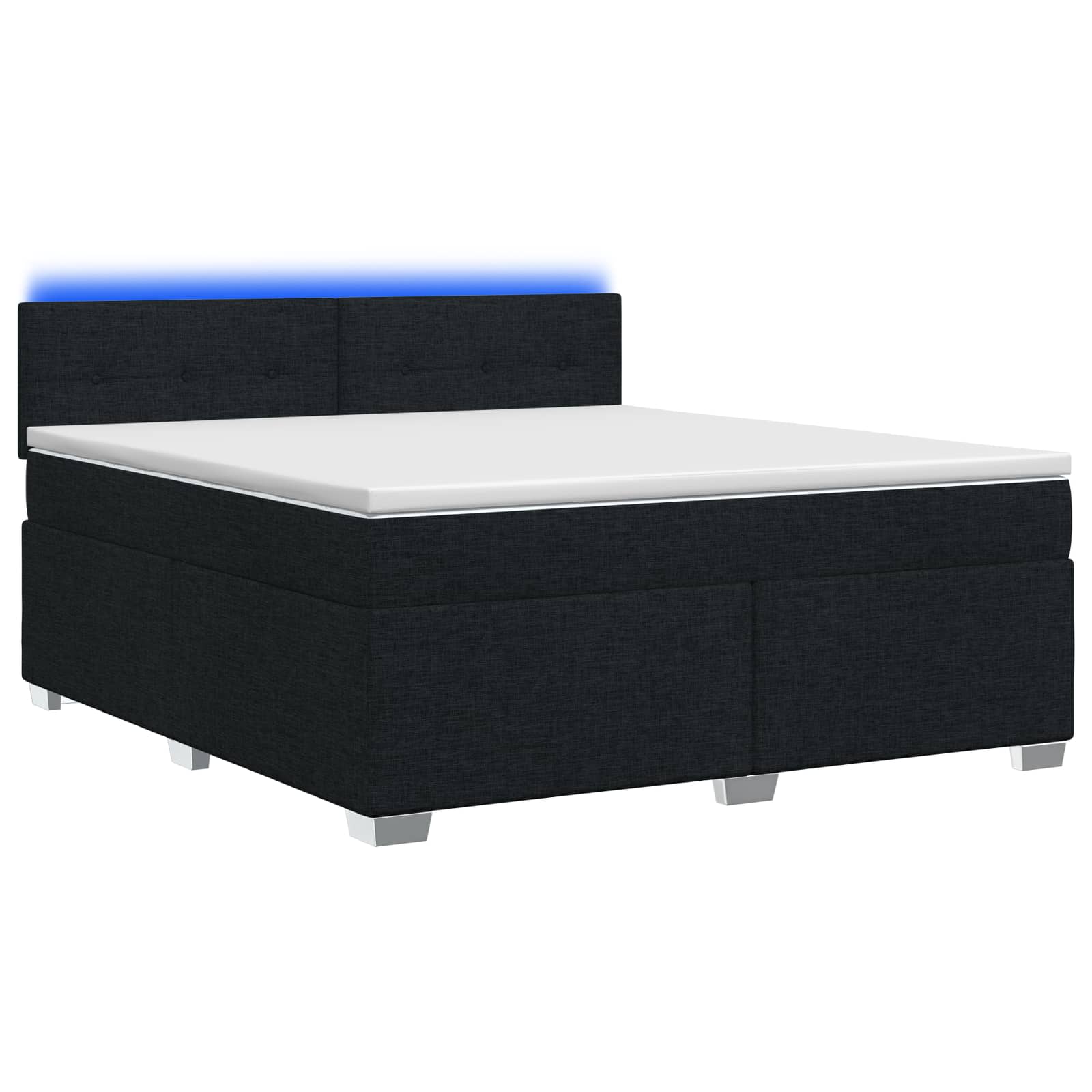 Κρεβάτι Box Spring με Στρώμα και LED Μαύρο 180 x 200 cm Ύφασμα - Pakobazaar