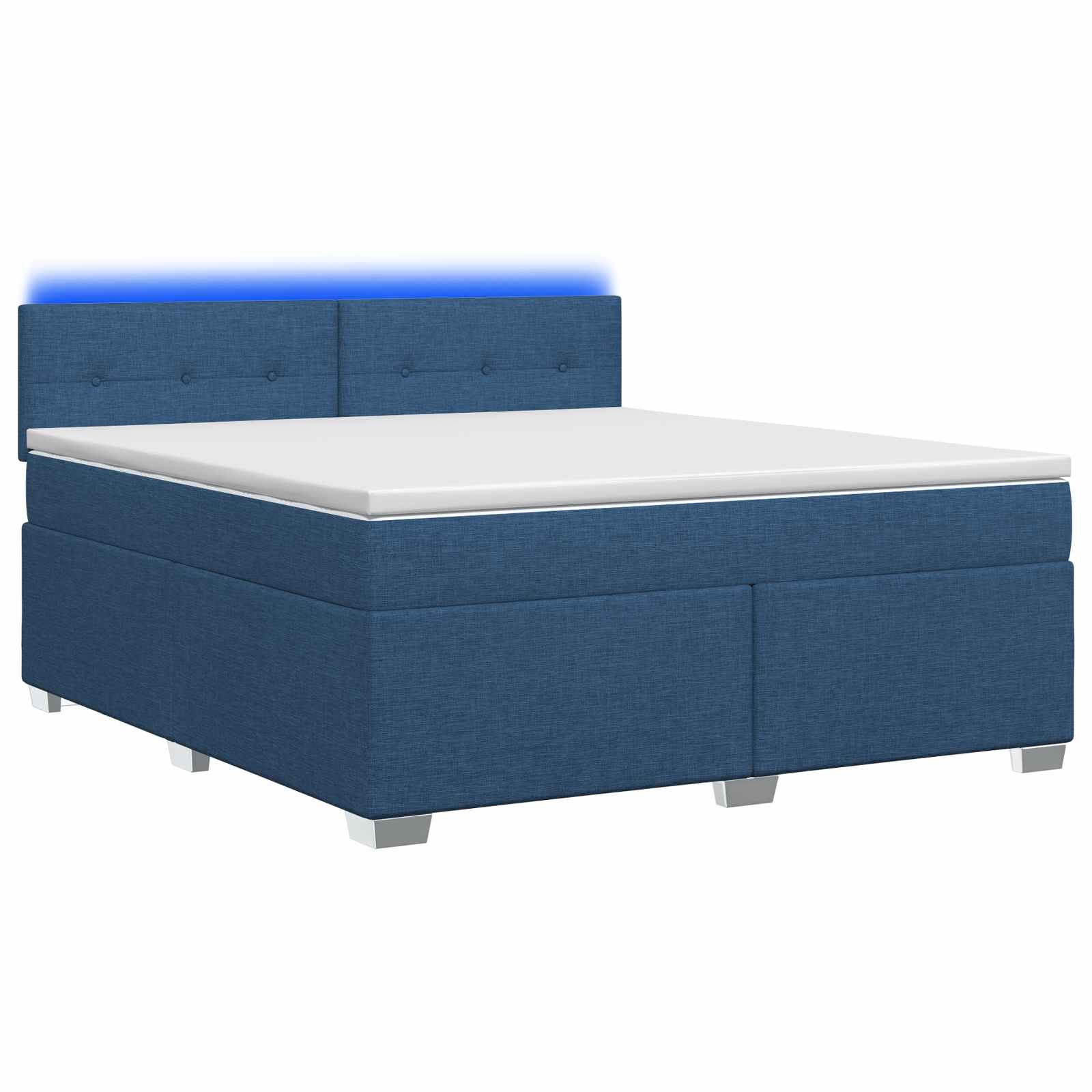 Κρεβάτι Box Spring με Στρώμα και LED Μπλε 180 x 200 cm Ύφασμα - Pakobazaar