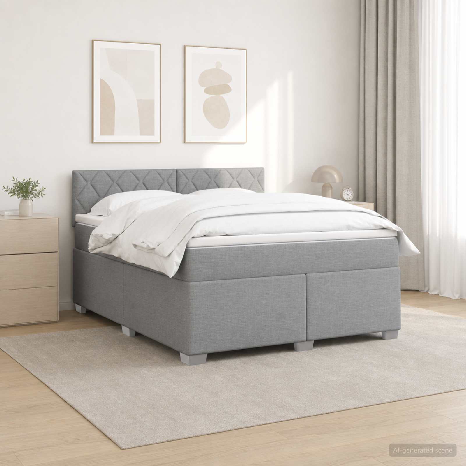 Κρεβάτι Box Spring με Στρώμα και LED Ανοιχτό γκρι 180 x 200 cm - Pakobazaar