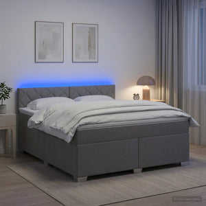 Κρεβάτι Box Spring με Στρώμα και LED Ανοιχτό γκρι 140 x 190 cm - Pakobazaar