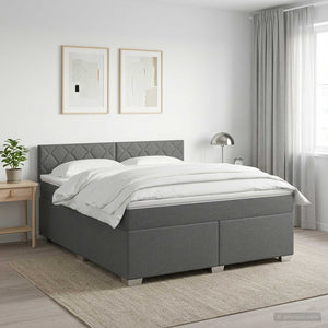 Κρεβάτι Box Spring με Στρώμα και LED Σκούρο Γκρι 140 x 200 cm
