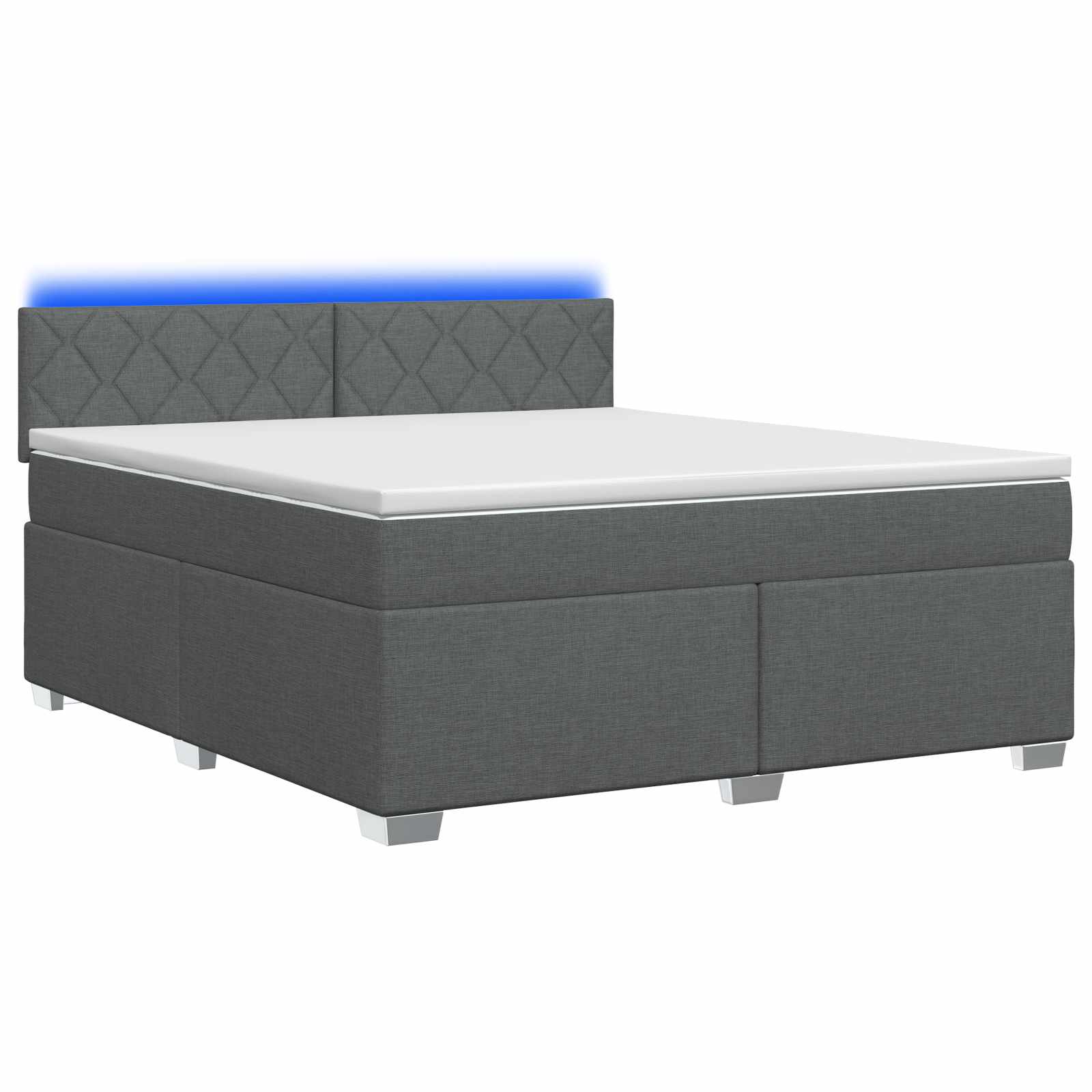 Κρεβάτι Box Spring με Στρώμα και LED Σκούρο Γκρι 180 x 200 cm - Pakobazaar