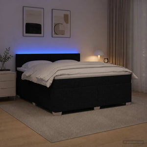 Κρεβάτι Box Spring με Στρώμα και LED Μαύρο 140 x 190 cm Ύφασμα