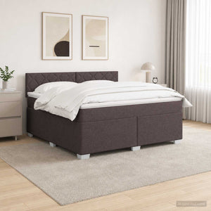 Κρεβάτι Box Spring με Στρώμα και LED Σκούρο Καφέ 160 x 200 cm - Pakobazaar