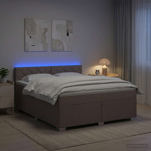 Κρεβάτι Box Spring με Στρώμα και LED Taupe 180 x 200 cm Ύφασμα - Pakobazaar