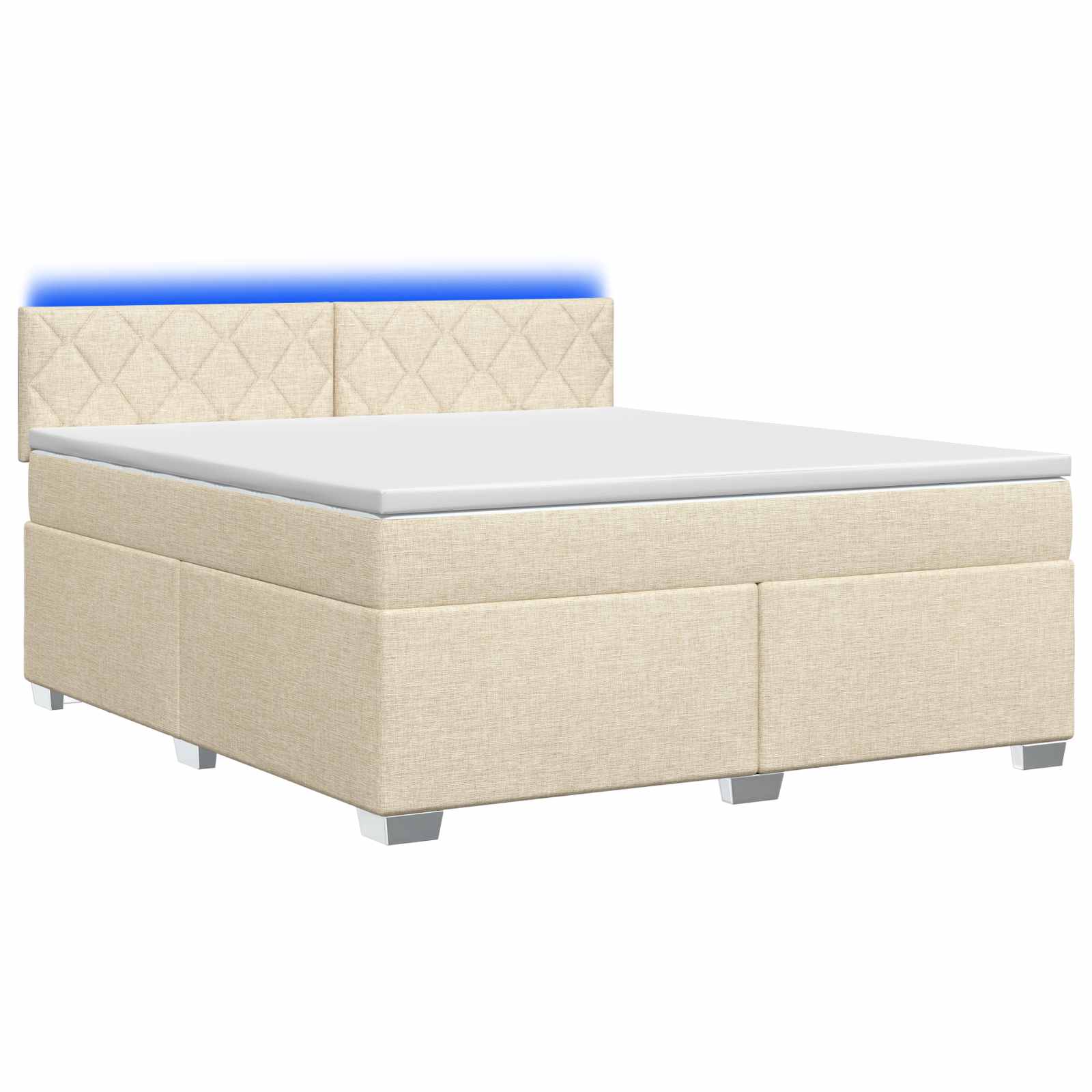 Κρεβάτι Box Spring με Στρώμα και LED Κρεμ 180 x 200 cm Ύφασμα - Pakobazaar
