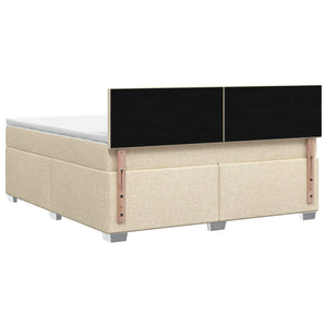 Κρεβάτι Box Spring με Στρώμα και LED Κρεμ 180 x 200 cm Ύφασμα - Pakobazaar