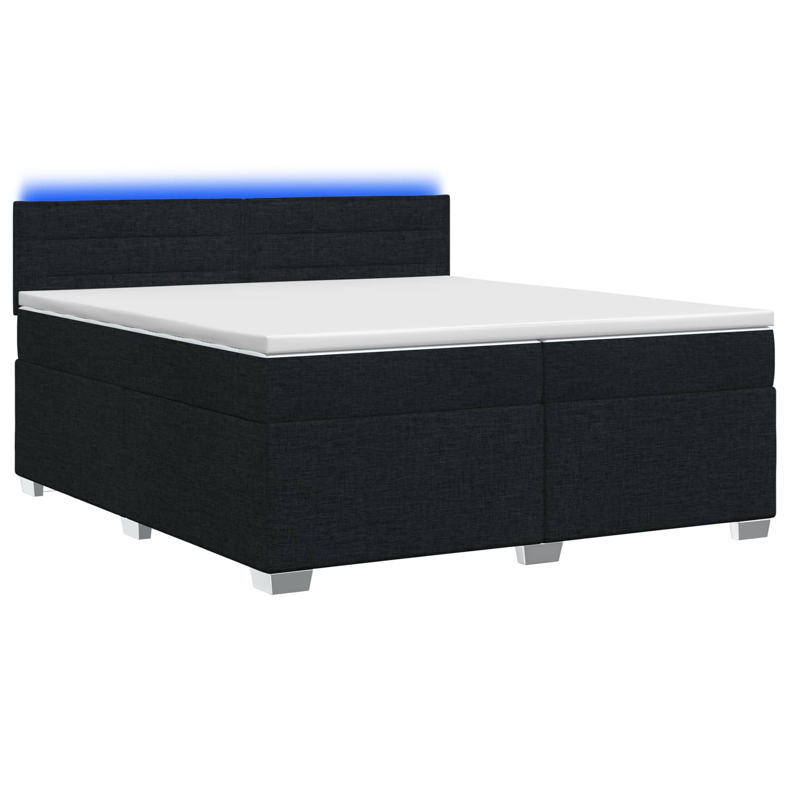 Κρεβάτι Box Spring με Στρώμα και LED Μαύρο 200 x 200 cm Ύφασμα - Pakobazaar