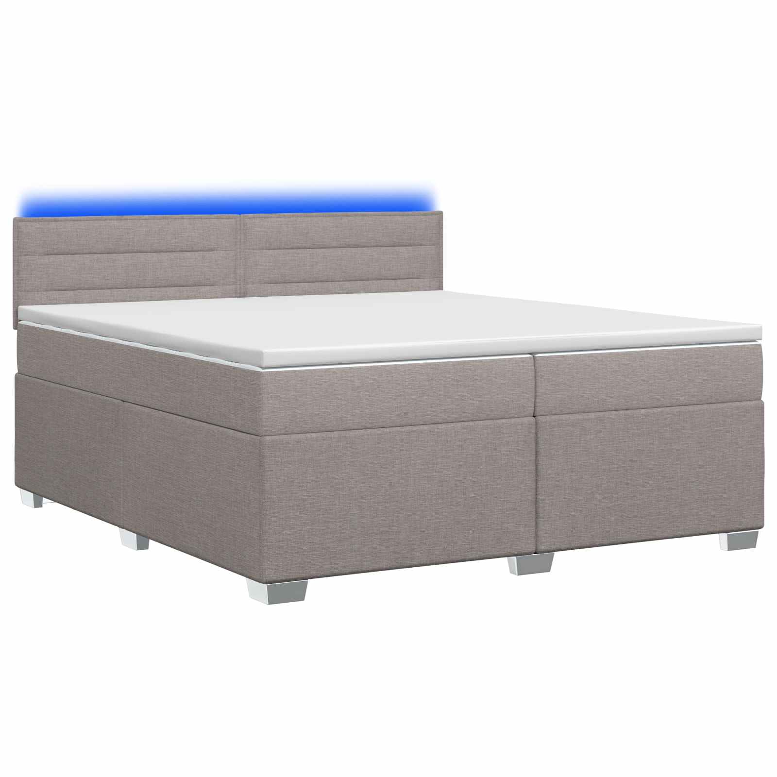 Κρεβάτι Box Spring με Στρώμα και LED Taupe 200 x 200 cm Ύφασμα - Pakobazaar