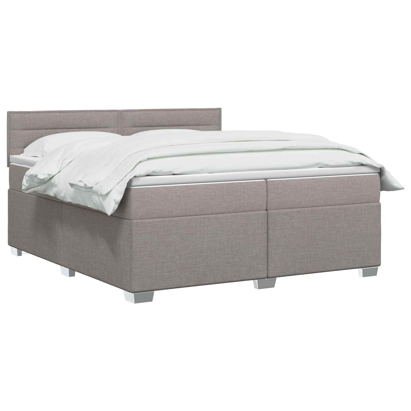 Κρεβάτι Box Spring με Στρώμα και LED Taupe 200 x 200 cm Ύφασμα - Pakobazaar