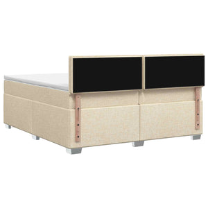 Κρεβάτι Box Spring με Στρώμα και LED Κρεμ 200 x 200 cm Ύφασμα