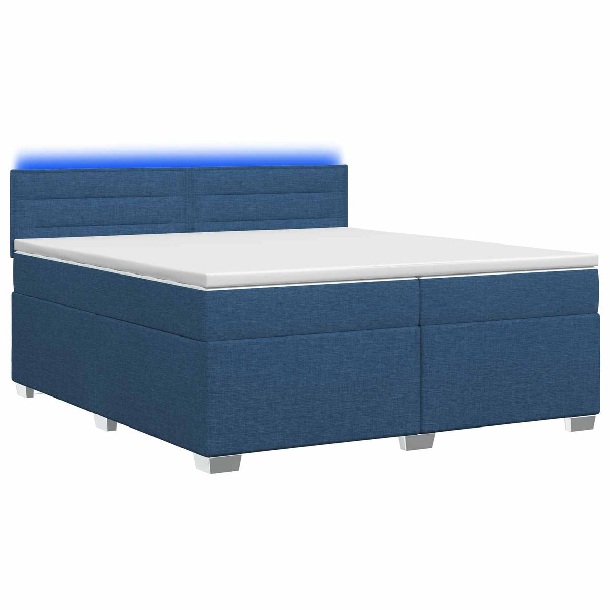Κρεβάτι Box Spring με Στρώμα και LED Μπλε 200 x 200 cm Ύφασμα - Pakobazaar